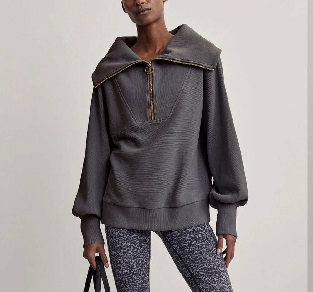 Varley Vine Half Zip Pullover Deep Charcoal Grey Long Sleeve Sweatshirt Sz Small